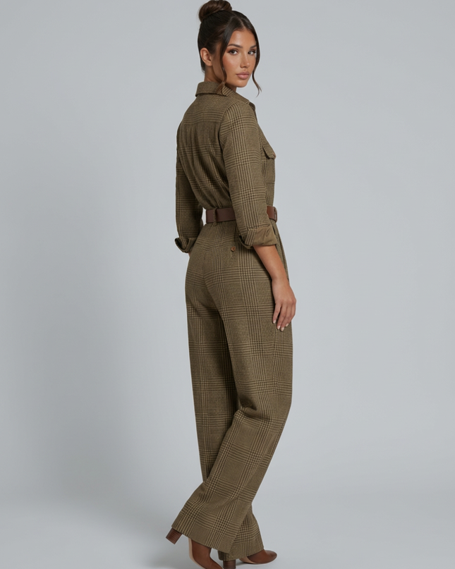 Fiona | Elegant Tweed Jumpsuit with Check Pattern