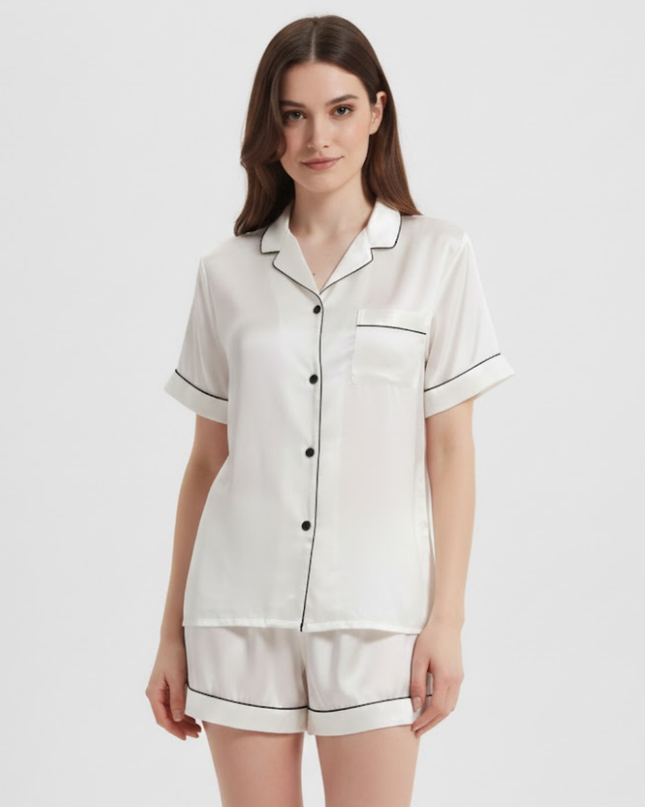 Marise | Short Sleeve Pyjama Set in Pure Silk