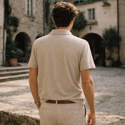 Men’s Textured Knit Polo Shirt
