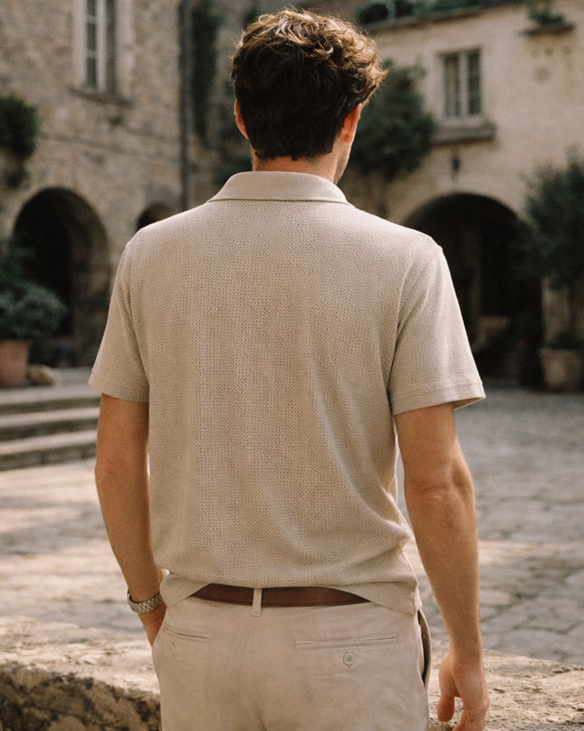 Men’s Textured Knit Polo Shirt