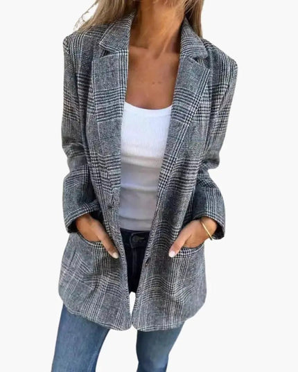 Checked Blazer for Women - Tailored Slim Fit Look