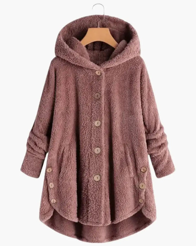 Women's Jacket with Hood and Button Closure