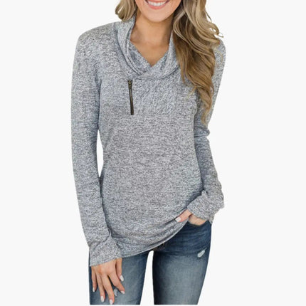 Women's Sweater with Collar and Zipper Combines Style and Function