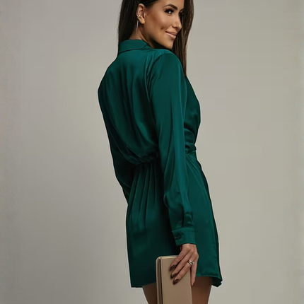 Elena | Long Sleeve Mini Dress with Wrap Detail