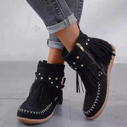 Allison - Stylish Fringe Ankle Boots for Any Occasion