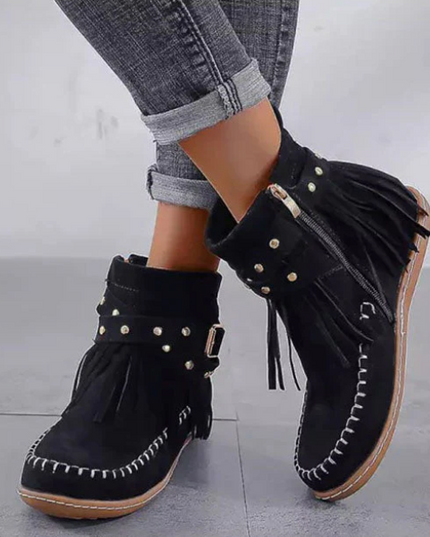 Allison - Stylish Fringe Ankle Boots for Any Occasion
