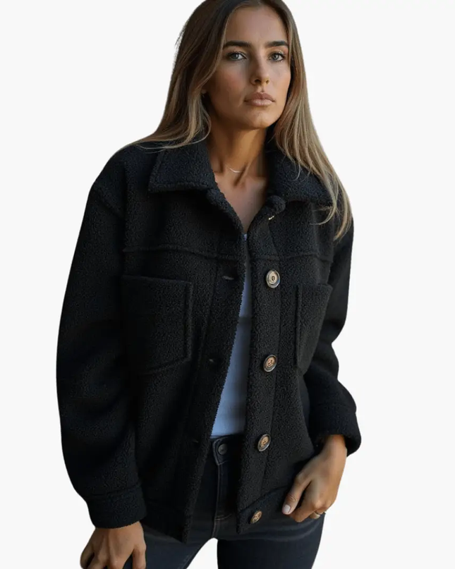 Women's Fleece Jacket with Buttons – Cozy & Warm
