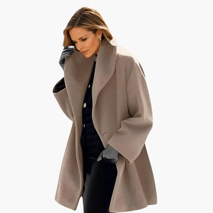 Women's Red Jacket with Wide Collar and Long Sleeves