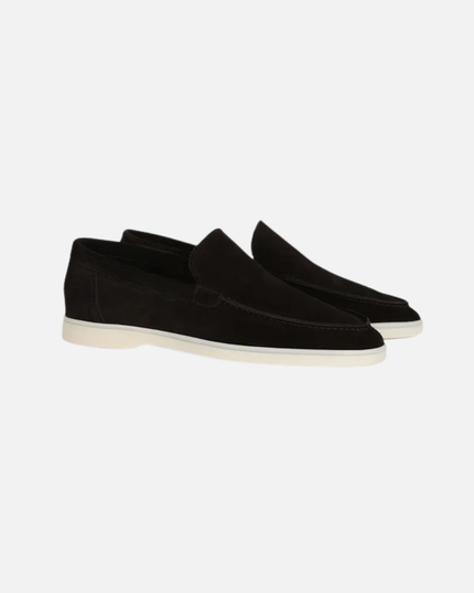 Men’s Slip-On Loafers – Stitched Detail & White Sole