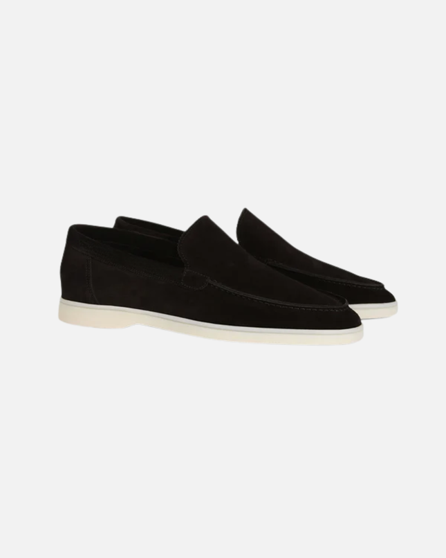 Men’s Slip-On Loafers – Stitched Detail & White Sole