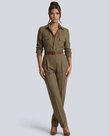 Fiona | Elegant Tweed Jumpsuit with Check Pattern