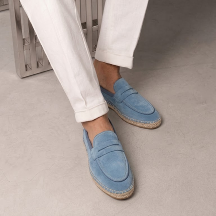 Men’s Slip-On Espadrille Loafers – Strap Detail & Braided Sole