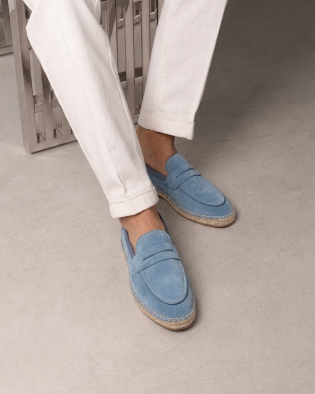 Men’s Slip-On Espadrille Loafers – Strap Detail & Braided Sole