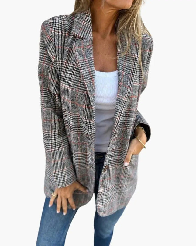 Checked Blazer for Women - Tailored Slim Fit Look