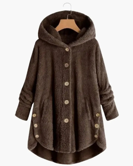 Women's Jacket with Hood and Button Closure