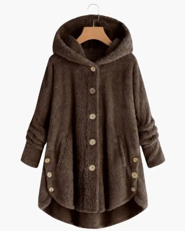 Women's Jacket with Hood and Button Closure