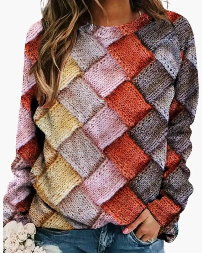 Patterned Knit Sweater for Women