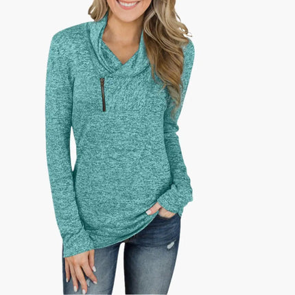 Women's Sweater with Collar and Zipper Combines Style and Function