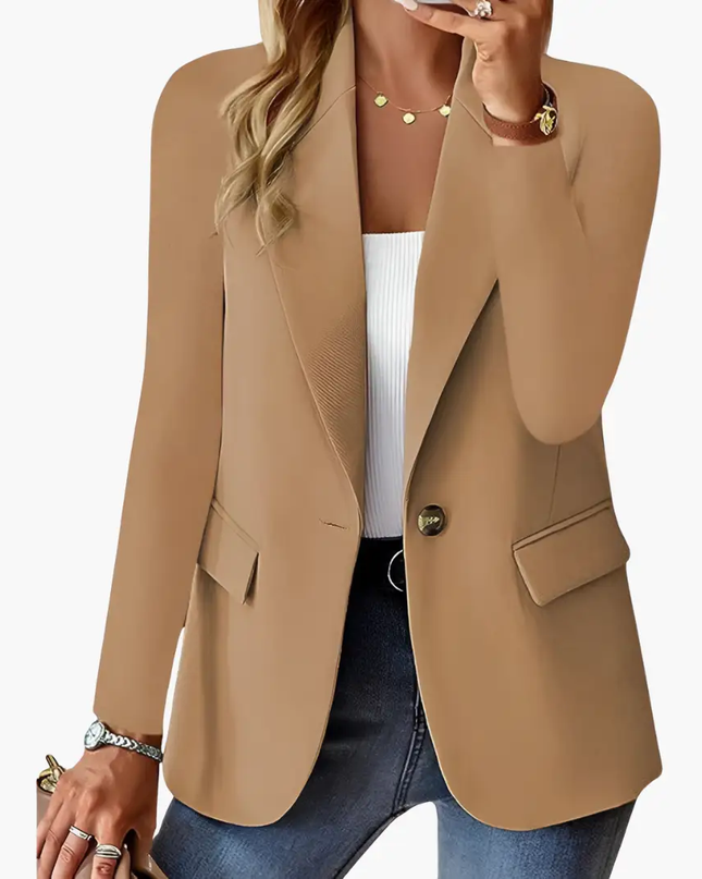 Women's Blazer with Notched Lapel and Front Button