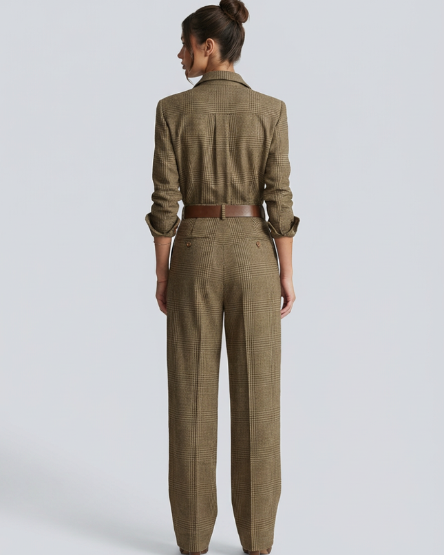 Fiona | Elegant Tweed Jumpsuit with Check Pattern