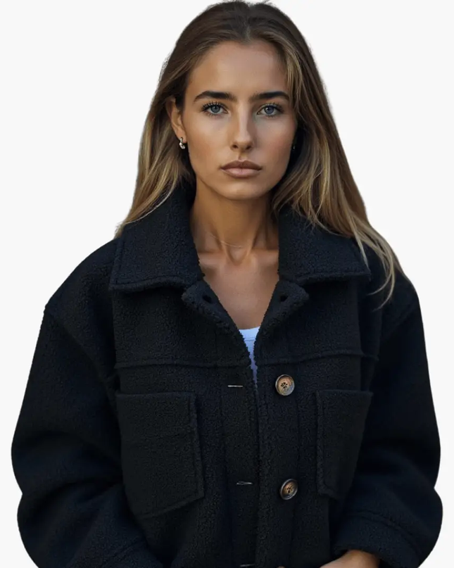 Women's Fleece Jacket with Buttons – Cozy & Warm