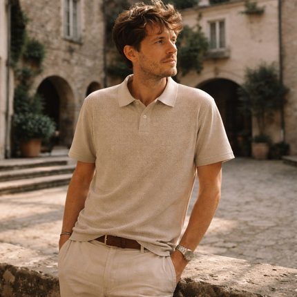 Men’s Textured Knit Polo Shirt