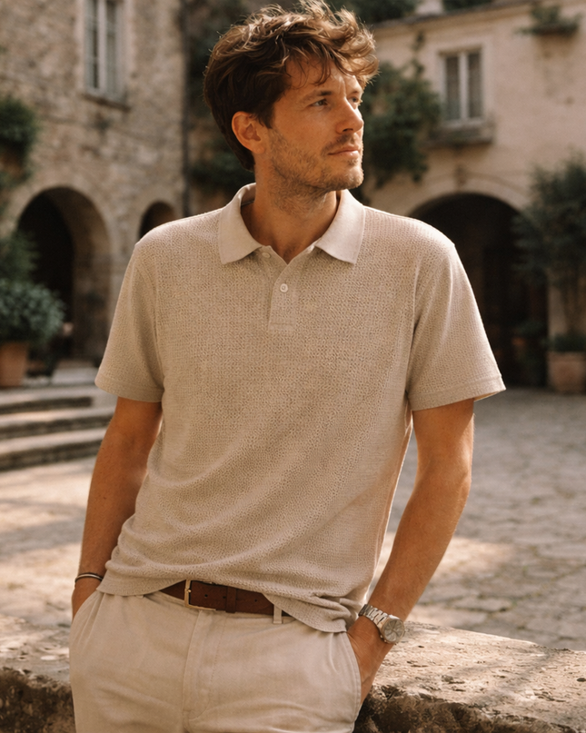 Men’s Textured Knit Polo Shirt