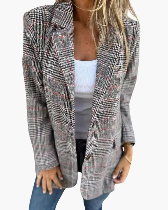 Checked Blazer for Women - Tailored Slim Fit Look