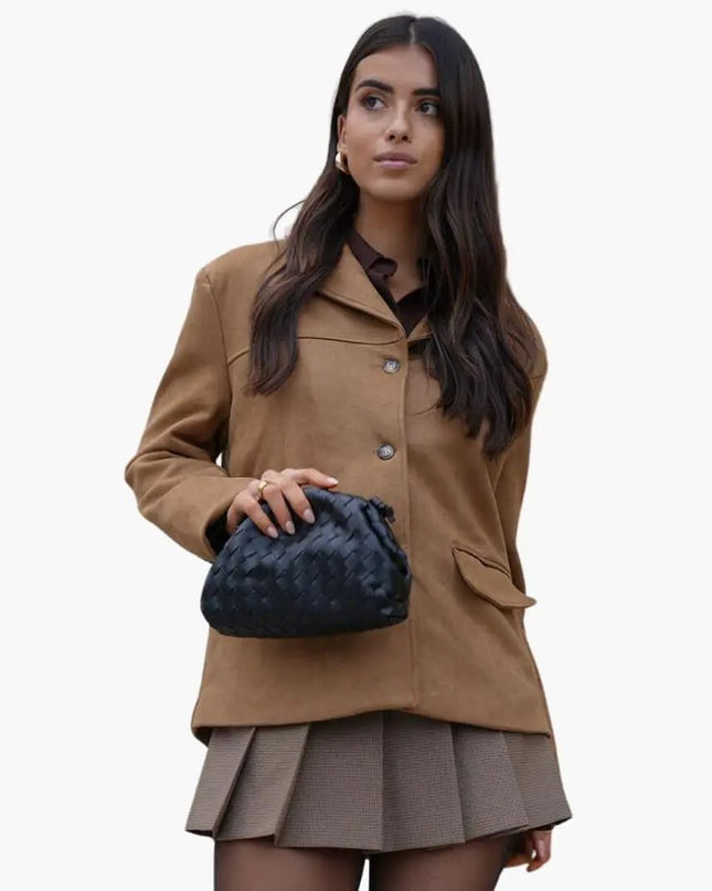 Trendy Women's Suede Jacket with Button Placket – Stylish & Comfortable