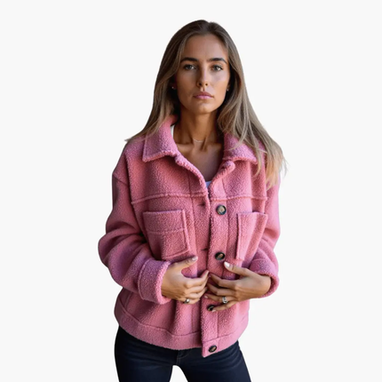 Women's Fleece Jacket with Buttons – Cozy & Warm