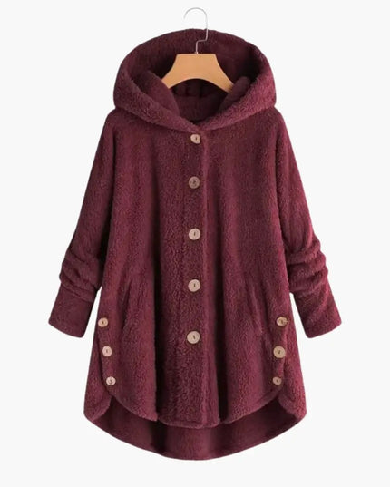 Women's Jacket with Hood and Button Closure