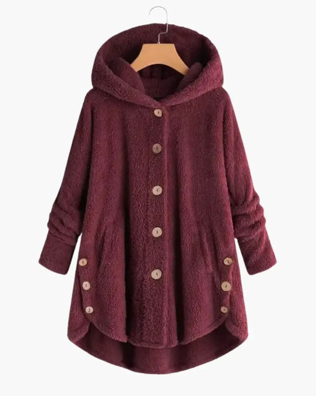 Women's Jacket with Hood and Button Closure