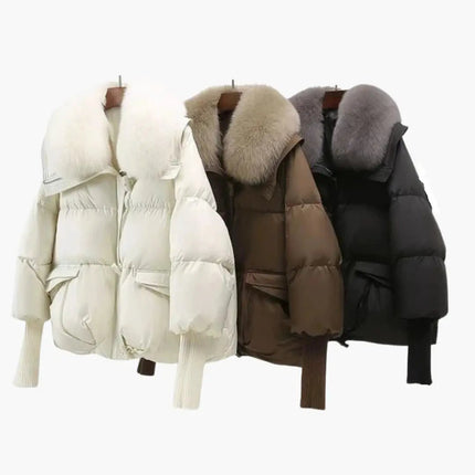 Elegant Women's Winter Jacket with Faux Fur Collar – Warm & Stylish