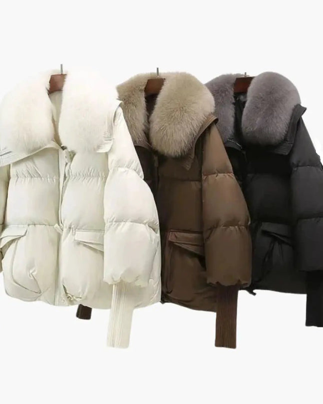 Elegant Women's Winter Jacket with Faux Fur Collar – Warm & Stylish