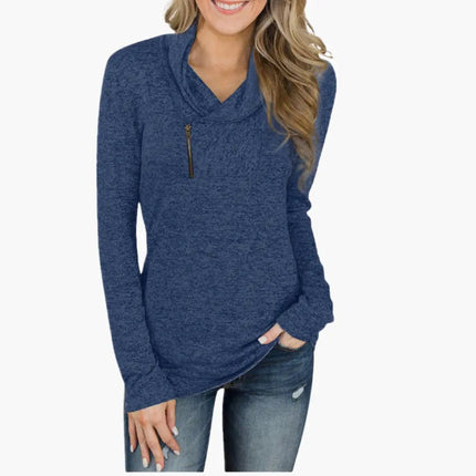 Women's Sweater with Collar and Zipper Combines Style and Function