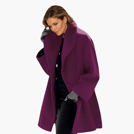 Women's Red Jacket with Wide Collar and Long Sleeves
