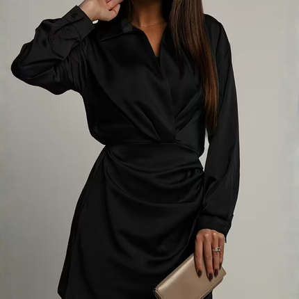 Elena | Long Sleeve Mini Dress with Wrap Detail