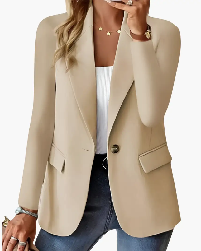 Women's Blazer with Notched Lapel and Front Button