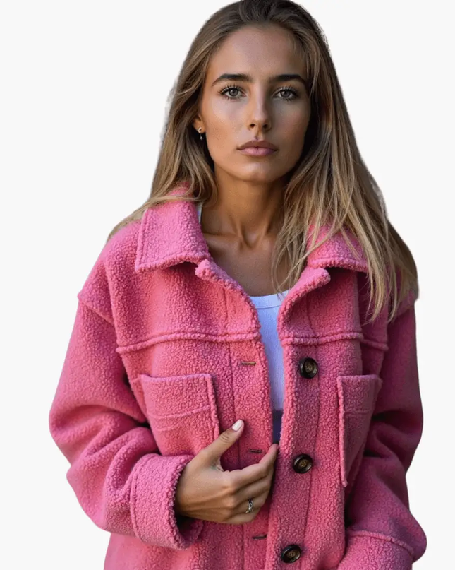 Women's Fleece Jacket with Buttons – Cozy & Warm