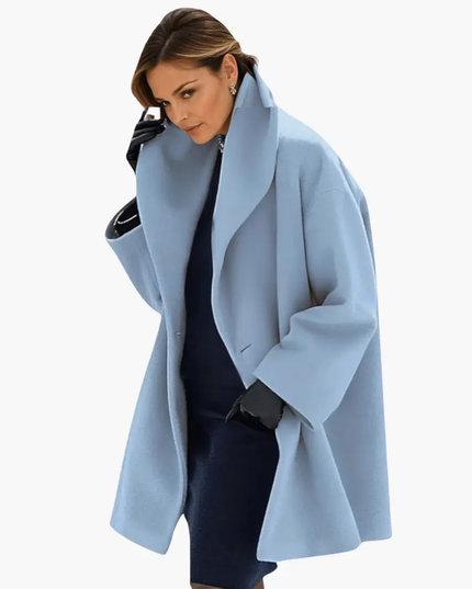 Women's Red Jacket with Wide Collar and Long Sleeves