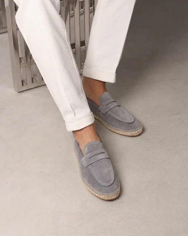 Men’s Slip-On Espadrille Loafers – Strap Detail & Braided Sole