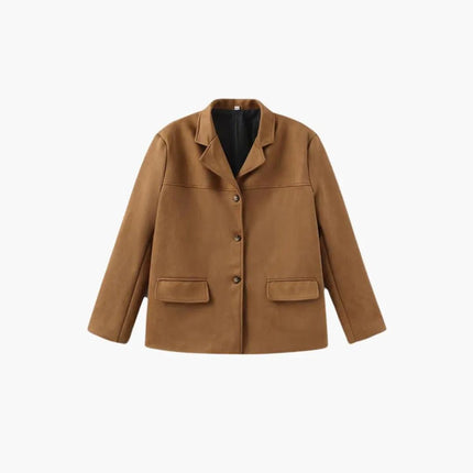 Trendy Women's Suede Jacket with Button Placket – Stylish & Comfortable