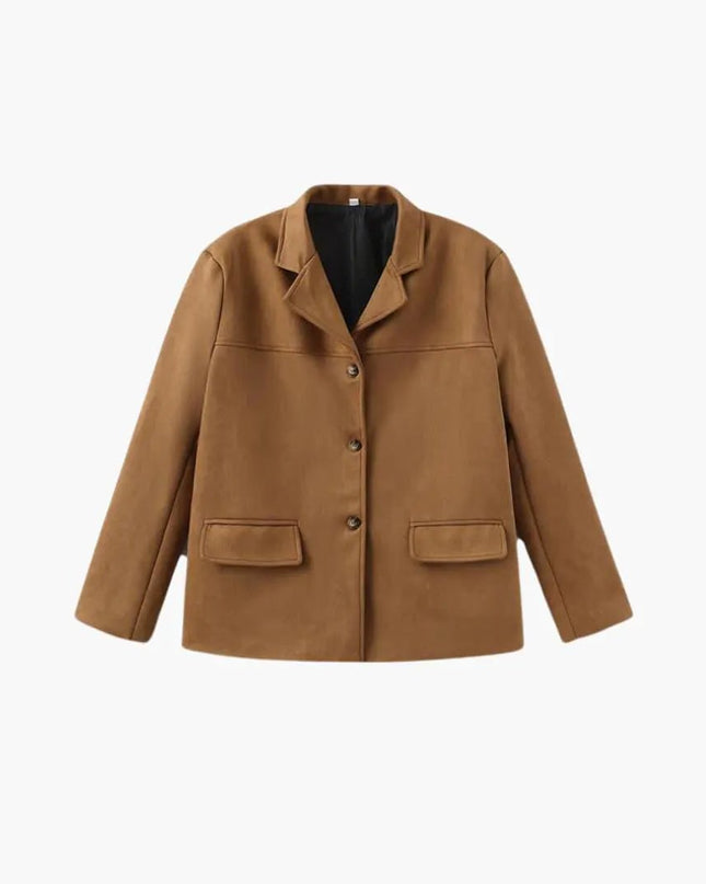 Trendy Women's Suede Jacket with Button Placket – Stylish & Comfortable