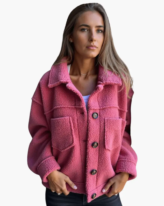 Women's Fleece Jacket with Buttons – Cozy & Warm