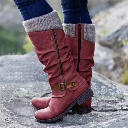 Teresa - Stylish Buckle Knee-High Boots for Every Occasion