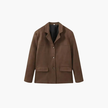 Trendy Women's Suede Jacket with Button Placket – Stylish & Comfortable