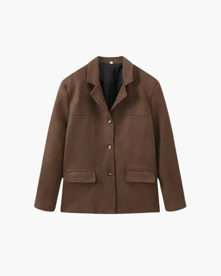 Trendy Women's Suede Jacket with Button Placket – Stylish & Comfortable