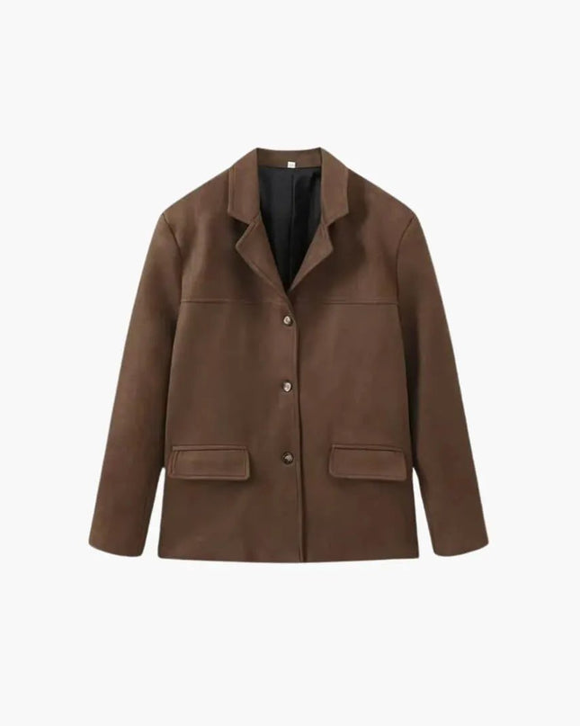 Trendy Women's Suede Jacket with Button Placket – Stylish & Comfortable