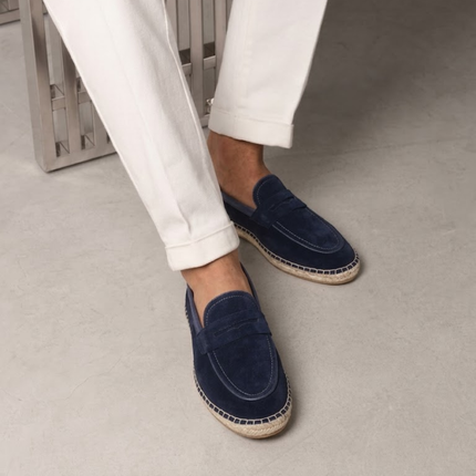 Men’s Slip-On Espadrille Loafers – Strap Detail & Braided Sole
