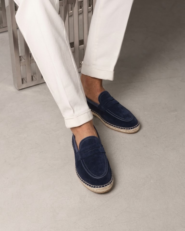 Men’s Slip-On Espadrille Loafers – Strap Detail & Braided Sole